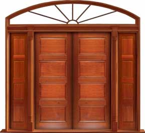 horizontal 4 panel: double door + sidelight on left